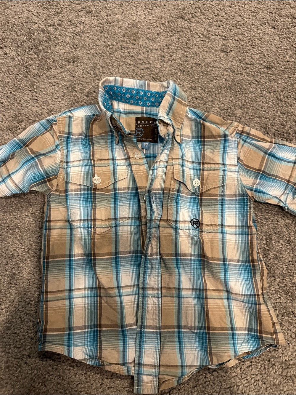 Roper Brown and Blue Plaid Button-Down Shirt